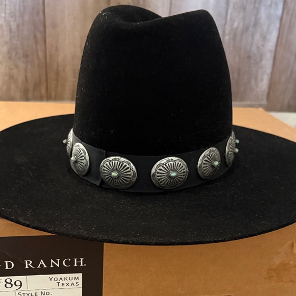 Double D Ranch Badlands rancher hat turquoise silver concho black - Picture 7 of 10
